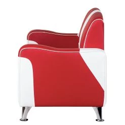 Studio Monroe Canapé Nixa (2 places) - Cuir synthétique - Rouge / Blanc -Meubles de salon Soldes sofa nixa 2 sitzer kunstleder rot weiss 399219