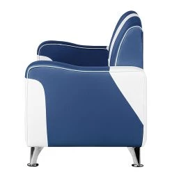 Studio Monroe Canapé Nixa (2 places) - Cuir synthétique - Blanc / Bleu foncé -Meubles de salon Soldes sofa nixa 2 sitzer kunstleder weiss dunkelblau 435859