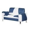Studio Monroe Canapé Nixa (2 places) - Cuir synthétique - Blanc / Bleu foncé -Meubles de salon Soldes sofa nixa 2 sitzer kunstleder weiss dunkelblau 435861