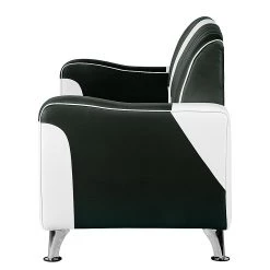 Studio Monroe Canapé Nixa (3 places) - Cuir synthétique - Blanc / Noir -Meubles de salon Soldes sofa nixa 3 sitzer kunstleder weiss schwarz 435890
