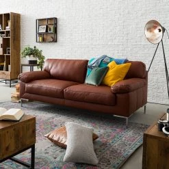 Ars manufacti Canapé Parlin (3 places) - Cognac -Meubles de salon Soldes sofa parlin 3 sitzer echtleder cognac 5093948