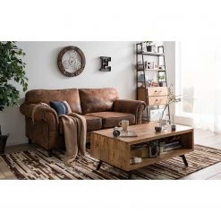 Ars manufacti Canapé Sombrero (3 places) - Cuir synthétique vieilli marron -Meubles de salon Soldes sofa sombrero 3 sitzer antiklederoptik dunkelbraun 5092884