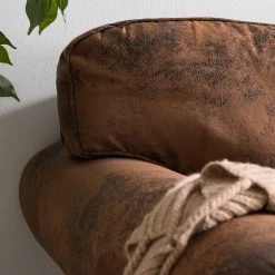 Ars manufacti Canapé Sombrero (3 places) - Cuir synthétique vieilli marron -Meubles de salon Soldes sofa sombrero 3 sitzer antiklederoptik dunkelbraun 5092900