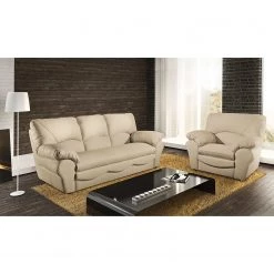Modoform Canapé convertible Torsby - Cuir véritable beige -Meubles de salon Soldes sofa torsby 3 sitzer echtleder beige 4790132 1