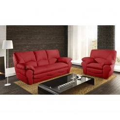 Modoform Fauteuil Torsby - Cuir véritable -Meubles de salon Soldes sofa torsby 3 sitzer echtleder rot 4790136