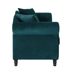 Jack & Alice Canapé York (3 places) - Tissu Chepi : Bleu pétrol -Meubles de salon Soldes sofa york 3 sitzer samtstoff petrol 301156