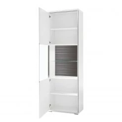 Loftscape Armoire vitrine Kushiro - Butoir à gauche -Meubles de salon Soldes standvitrine arco hochglanz weiss grau tueranschlag links 4710796