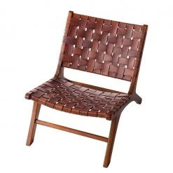 Eva Padberg Collection Chaise Bourbourg I - Cuir véritable / Teck massif - Bois de teck -Meubles de salon Soldes stuhl bourbourg teak massiv echtleder 4607112