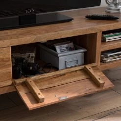 Ars manufacti Meuble TV Amla II -Acacia massif / Métal - Acacia / Anthracite -Meubles de salon Soldes tv lowboard amla ii akazie massiv metall akazie anthrazit 5006128