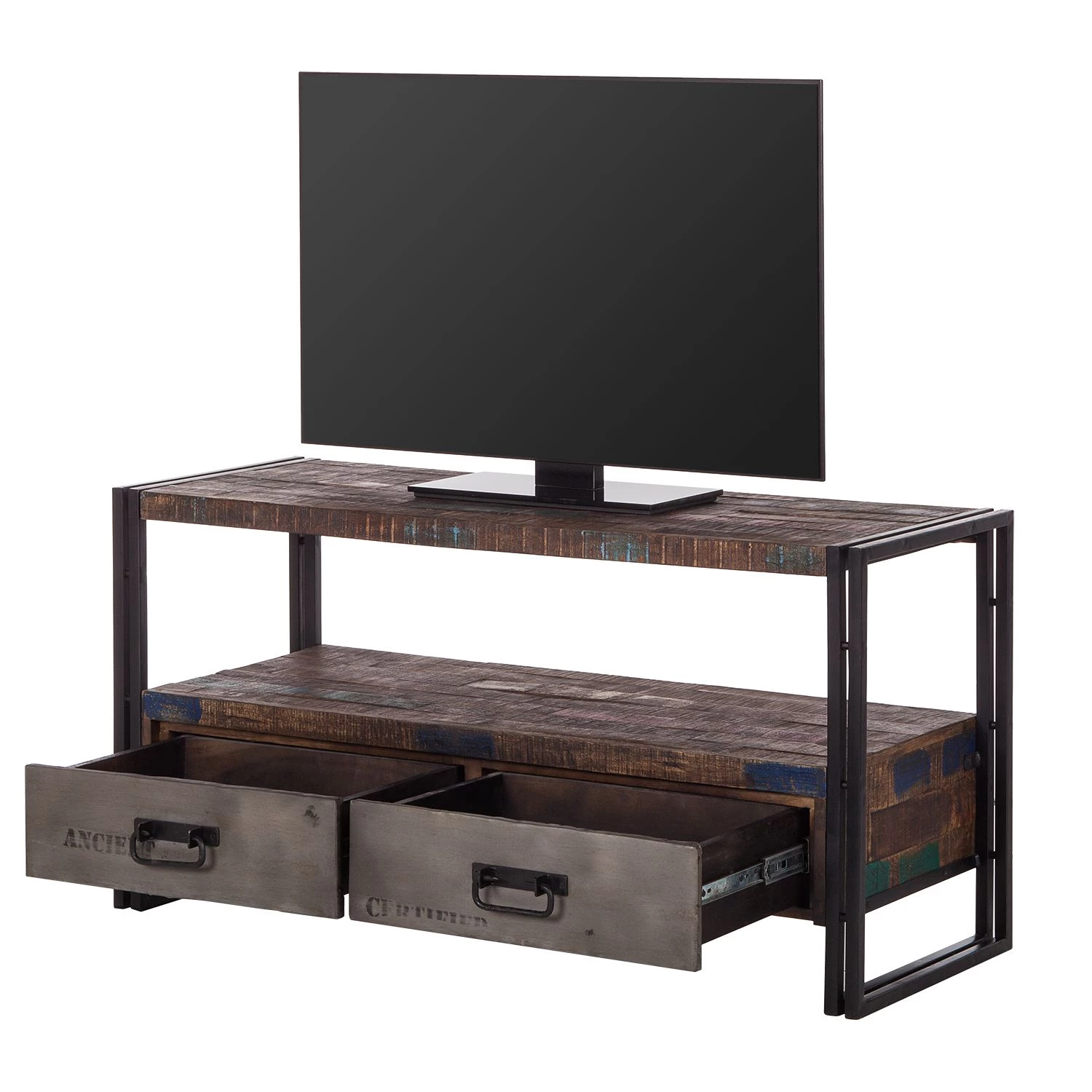 Red Living Meuble TV Factory II - Manguier massif / Métal - Marron vintage 6 Red Living Meuble TV Factory II - Manguier massif / Métal - Marron vintage – Image 4