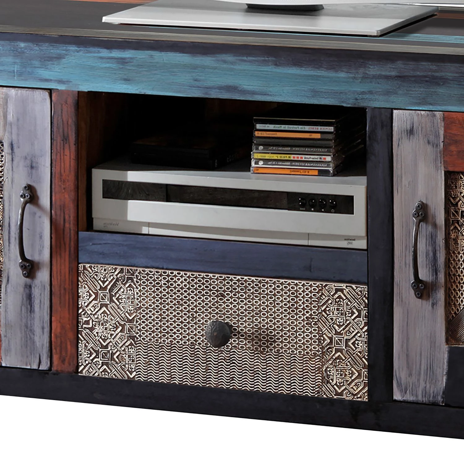 Wolf-Möbel Meuble TV Goa III - Partiellement en manguier massif - Manguier marron foncé / Bleu 12 Wolf-Möbel Meuble TV Goa III - Partiellement en manguier massif - Manguier marron foncé / Bleu – Image 10