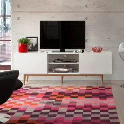 Mørteens Meuble TV Lindholm - Partiellement en chêne massif - Blanc - 180 x 45 cm -Meubles de salon Soldes tv lowboard lindholm eiche teilmassiv weiss 526616