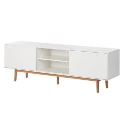Mørteens Meuble TV Lindholm - Partiellement en chêne massif - Blanc - 180 x 45 cm -Meubles de salon Soldes tv lowboard lindholm eiche teilmassiv weiss 526619