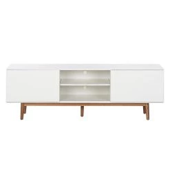 Mørteens Meuble TV Lindholm - Partiellement en chêne massif - Blanc - 180 x 45 cm -Meubles de salon Soldes tv lowboard lindholm eiche teilmassiv weiss 526620