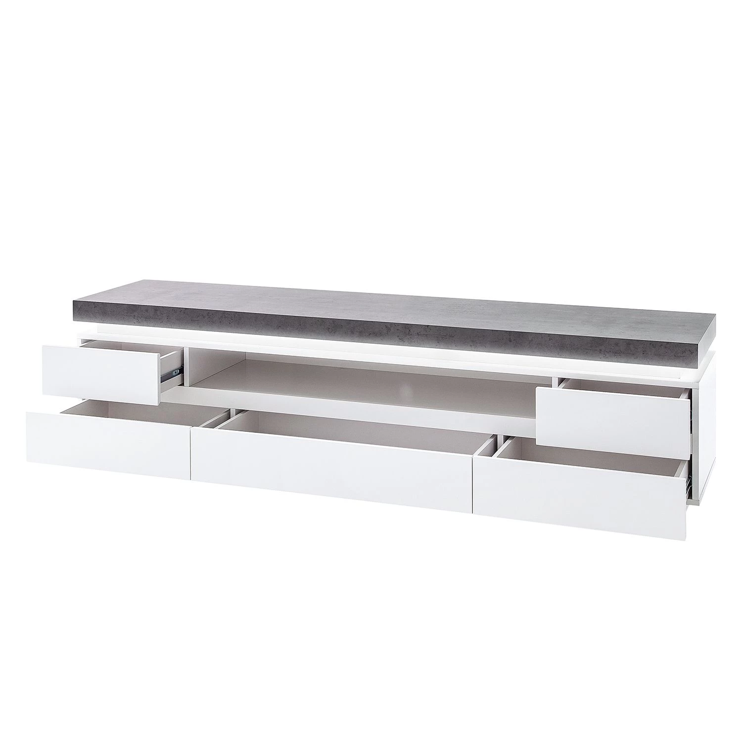 Fredriks Meuble TV Namona II - Éclairage inclus - Imitation béton / Blanc 8 Fredriks Meuble TV Namona II - Éclairage inclus - Imitation béton / Blanc – Image 6
