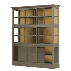 Maison Belfort Vitrine Azjana - Granite / Pin crème -Meubles de salon Soldes vitrinenschrank azjana pinie teilmassiv granit pinie creme 3393281