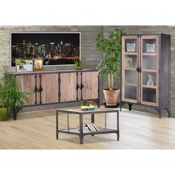 Ars manufacti Vitrine Ceriana - Acacia massif / Métal - Acacia / Noir -Meubles de salon Soldes vitrinenschrank ceriana akazie massiv metall akazie schwarz 4419208