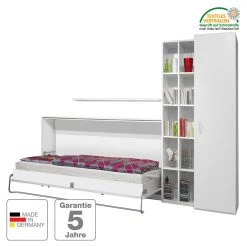 Loftscape Ensemble lit mural Godia I - Blanc - Matelas de mousse froide -Meubles de salon Soldes wandklappbett kombination godia i 90 x 200 cm kaltschaummatratze weiss 1681970