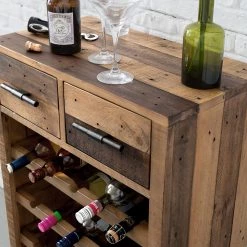 Ars manufacti Étagère à vin Tamati - Pin ancien / Métal - Pin foncé / Noir -Meubles de salon Soldes weinregal tamati altholz pinie metall pinie dunkel schwarz 4920708