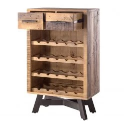 Ars manufacti Étagère à vin Tamati - Pin ancien / Métal - Pin foncé / Noir -Meubles de salon Soldes weinregal tamati altholz pinie metall pinie dunkel schwarz 4920716