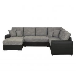 Roomscape Canapé panoramique Berrings - Convertible - Imitation cuir / Tissu structuré - Noir / Gris - Méridienne courte à gauche (vue de face) 38 Roomscape Canapé panoramique Berrings - Convertible - Imitation cuir / Tissu structuré - Noir / Gris - Méridienne courte à gauche (vue de face) -Meubles de salon Soldes wohnlandschaft berrings mit schlaffunktion kunstleder strukturstoff schwarz grau longchair davorstehend links 3633505