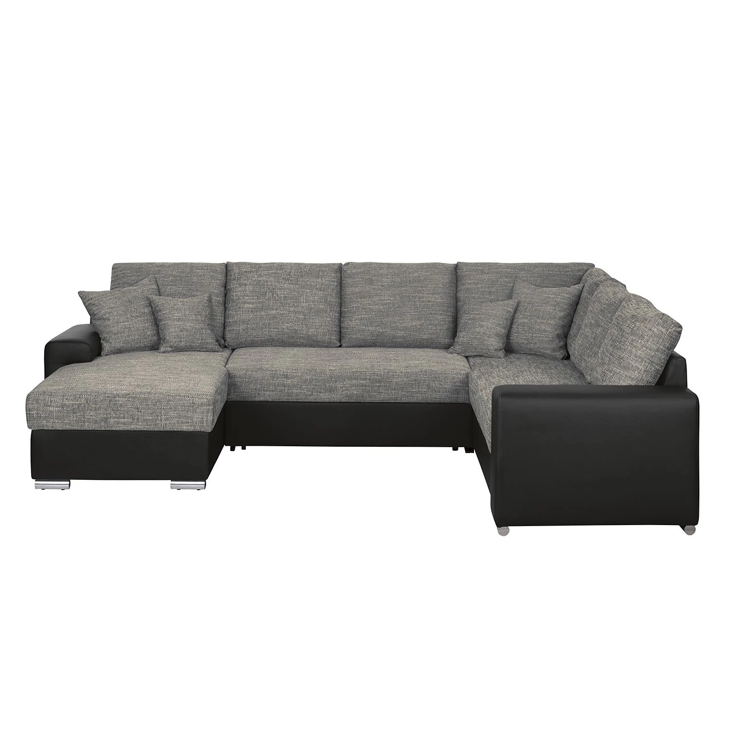 Roomscape Canapé panoramique Berrings - Convertible - Imitation cuir / Tissu structuré - Noir / Gris - Méridienne courte à gauche (vue de face) 8 Roomscape Canapé panoramique Berrings - Convertible - Imitation cuir / Tissu structuré - Noir / Gris - Méridienne courte à gauche (vue de face) – Image 6