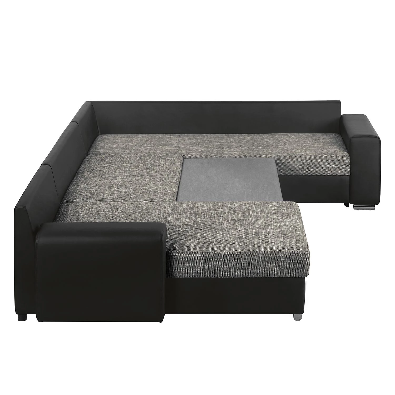 Roomscape Canapé panoramique Berrings - Convertible - Imitation cuir / Tissu structuré - Noir / Gris - Méridienne courte à gauche (vue de face) 12 Roomscape Canapé panoramique Berrings - Convertible - Imitation cuir / Tissu structuré - Noir / Gris - Méridienne courte à gauche (vue de face) – Image 10