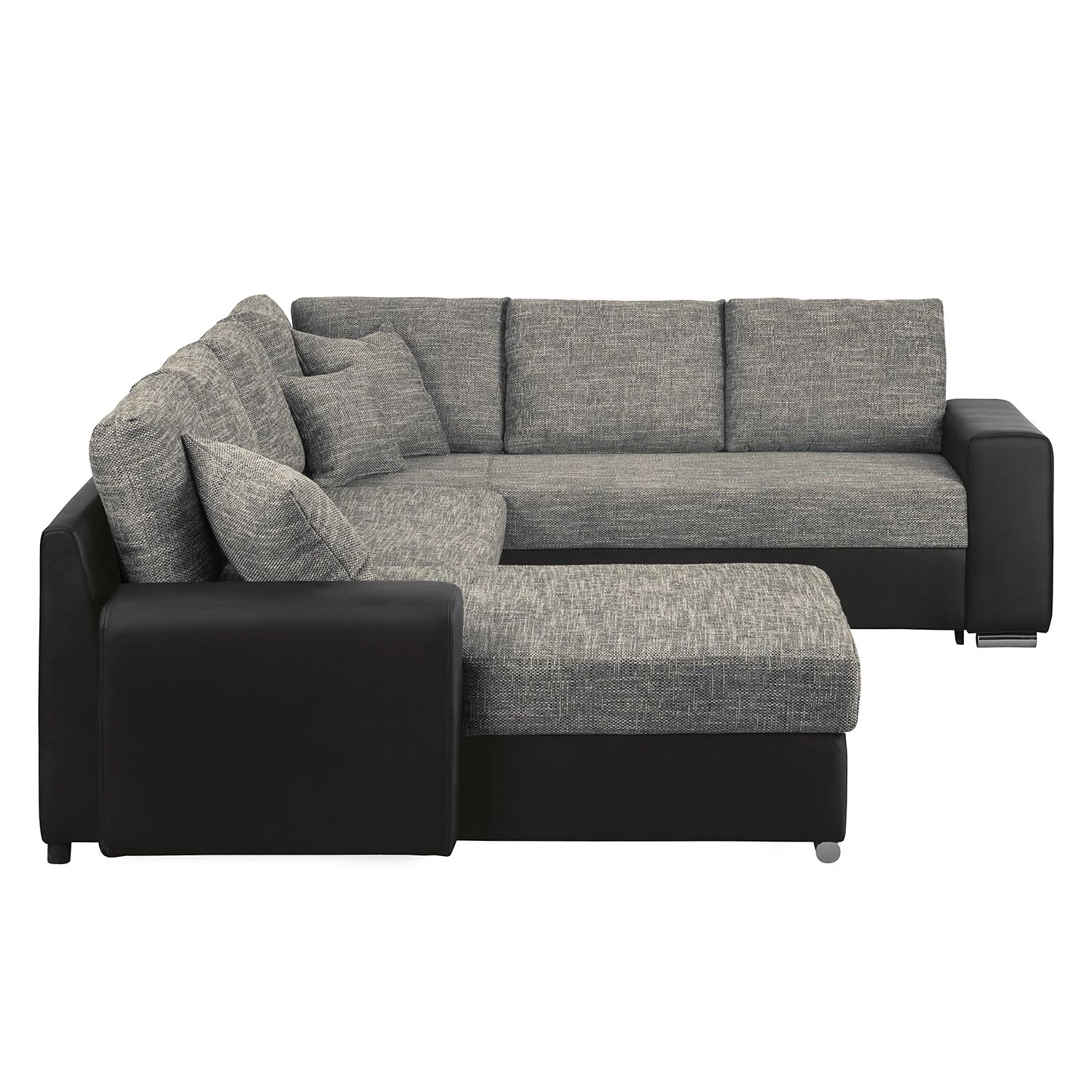 Roomscape Canapé panoramique Berrings - Convertible - Imitation cuir / Tissu structuré - Noir / Gris - Méridienne courte à gauche (vue de face) 10 Roomscape Canapé panoramique Berrings - Convertible - Imitation cuir / Tissu structuré - Noir / Gris - Méridienne courte à gauche (vue de face) – Image 8