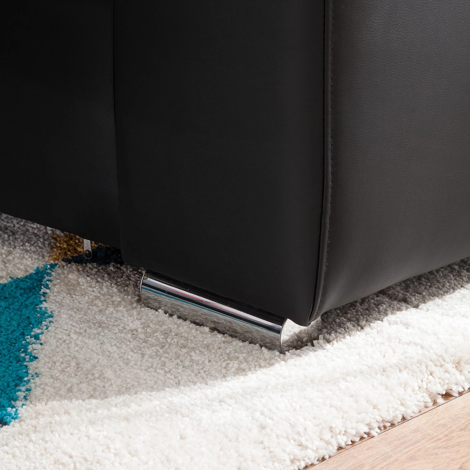 Roomscape Canapé panoramique Berrings - Convertible - Imitation cuir / Tissu structuré - Noir / Gris - Méridienne courte à gauche (vue de face) 19 Roomscape Canapé panoramique Berrings - Convertible - Imitation cuir / Tissu structuré - Noir / Gris - Méridienne courte à gauche (vue de face) – Image 17