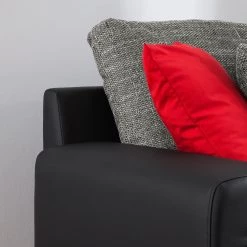 Roomscape Canapé panoramique Berrings - Convertible - Imitation cuir / Tissu structuré - Noir / Gris - Méridienne courte à gauche (vue de face) 47 Roomscape Canapé panoramique Berrings - Convertible - Imitation cuir / Tissu structuré - Noir / Gris - Méridienne courte à gauche (vue de face) -Meubles de salon Soldes wohnlandschaft berrings mit schlaffunktion kunstleder strukturstoff schwarz grau longchair davorstehend links 4993832