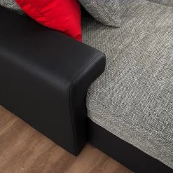 Roomscape Canapé panoramique Berrings - Convertible - Imitation cuir / Tissu structuré - Noir / Gris - Méridienne courte à gauche (vue de face) 46 Roomscape Canapé panoramique Berrings - Convertible - Imitation cuir / Tissu structuré - Noir / Gris - Méridienne courte à gauche (vue de face) -Meubles de salon Soldes wohnlandschaft berrings mit schlaffunktion kunstleder strukturstoff schwarz grau longchair davorstehend links 4993836