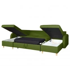 Mørteens Canapé panoramique Eastville - Convertible- Tissu - Vert vieilli - Avec fonction couchage -Meubles de salon Soldes wohnlandschaft eastville mit schlaffunktion webstoff antikgruen 4515260