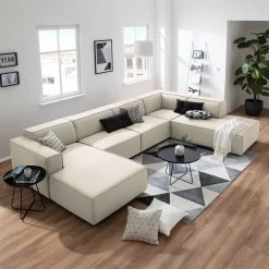 Canapé panoramique Kinx Tissu - Tissu Osta: Blanc vieilli - Méridienne courte à gauche / longue à droite (vue de face) 23 Canapé panoramique Kinx Tissu - Tissu Osta: Blanc vieilli - Méridienne courte à gauche / longue à droite (vue de face) -Meubles de salon Soldes wohnlandschaft kinx webstoff longchair davorstehend rechts ottomane links stoff osta altweiss 4657668