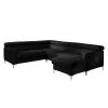 Cotta Canapé panoramique Samu (convertible) - Cuir synthétique noir - Méridienne à droite (vue de face) -Meubles de salon Soldes wohnlandschaft samu mit schlaffunktion kunstleder schwarz longchair davorstehend rechts 427907