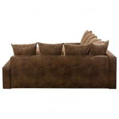 Mooved Canapé panoramique Sibenik (convertible) - Aspect cuir vieilli - Marron - Méridienne courte à droite / longue à gauche (vue de face) -Meubles de salon Soldes wohnlandschaft sibenik antiklederoptik longchair davorstehend rechts ottomane links braun 4960364