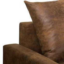 Mooved Canapé panoramique Sibenik (convertible) - Aspect cuir vieilli - Marron - Méridienne courte à droite / longue à gauche (vue de face) -Meubles de salon Soldes wohnlandschaft sibenik antiklederoptik longchair davorstehend rechts ottomane links braun 4960396