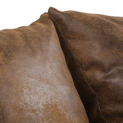 Mooved Canapé panoramique Sibenik (convertible) - Aspect cuir vieilli - Marron - Méridienne courte à droite / longue à gauche (vue de face) -Meubles de salon Soldes wohnlandschaft sibenik antiklederoptik longchair davorstehend rechts ottomane links braun 4960408