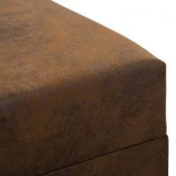 Mooved Canapé panoramique Sibenik (convertible) - Aspect cuir vieilli - Marron - Méridienne courte à droite / longue à gauche (vue de face) -Meubles de salon Soldes wohnlandschaft sibenik antiklederoptik longchair davorstehend rechts ottomane links braun 4960420