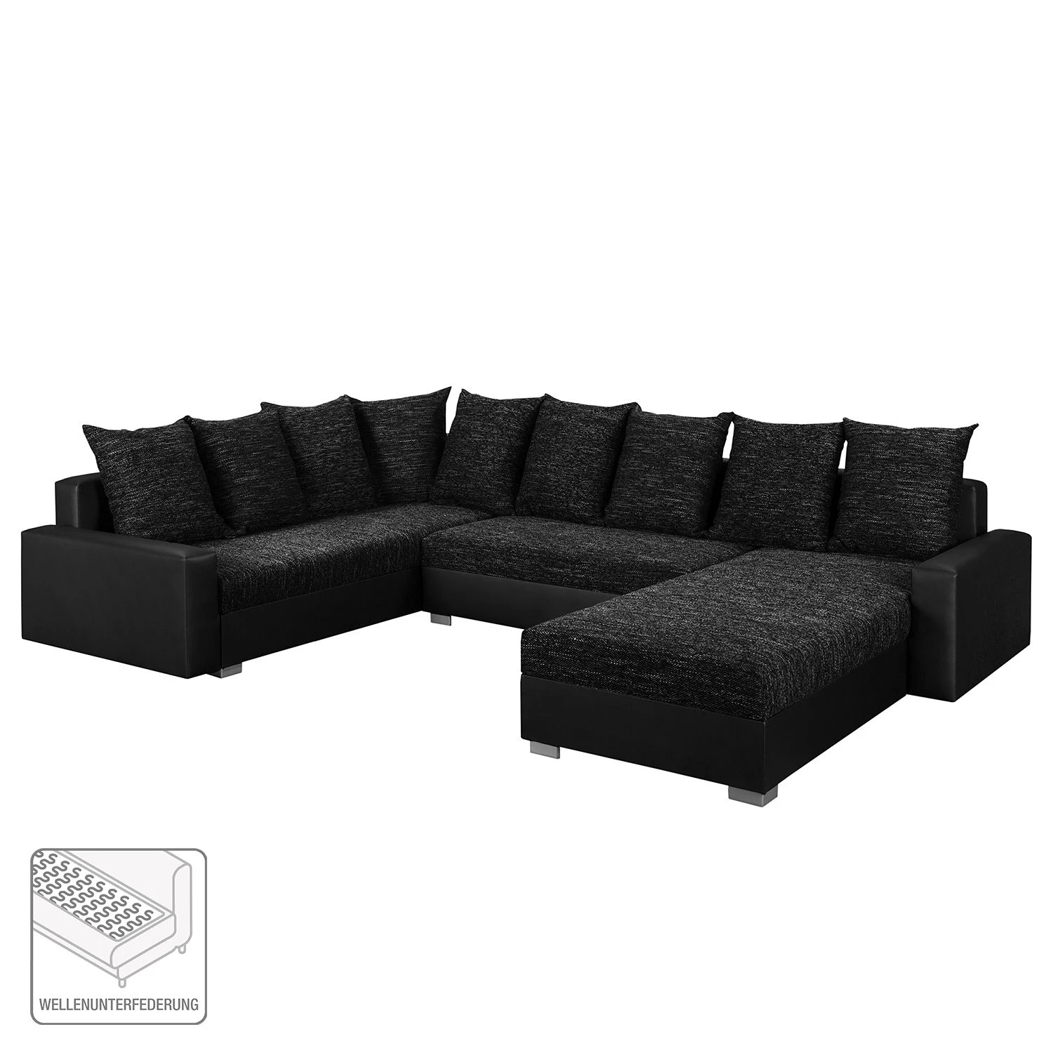 Fredriks Canapé panoramique Sibenik (convertible) - Imitation cuir / Tissu structuré - Anthracite - Méridienne courte à droite / longue à gauche (vue de face) 4 Fredriks Canapé panoramique Sibenik (convertible) - Imitation cuir / Tissu structuré - Anthracite - Méridienne courte à droite / longue à gauche (vue de face) – Image 2