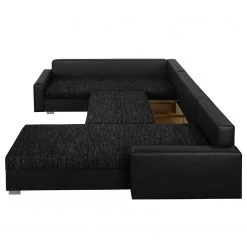 Fredriks Canapé panoramique Sibenik (convertible) - Imitation cuir / Tissu structuré - Anthracite - Méridienne courte à droite / longue à gauche (vue de face) 31 Fredriks Canapé panoramique Sibenik (convertible) - Imitation cuir / Tissu structuré - Anthracite - Méridienne courte à droite / longue à gauche (vue de face) -Meubles de salon Soldes wohnlandschaft sibenik kunstleder strukturstoff anthrazit longchair davorstehend rechts ottomane links 4960152