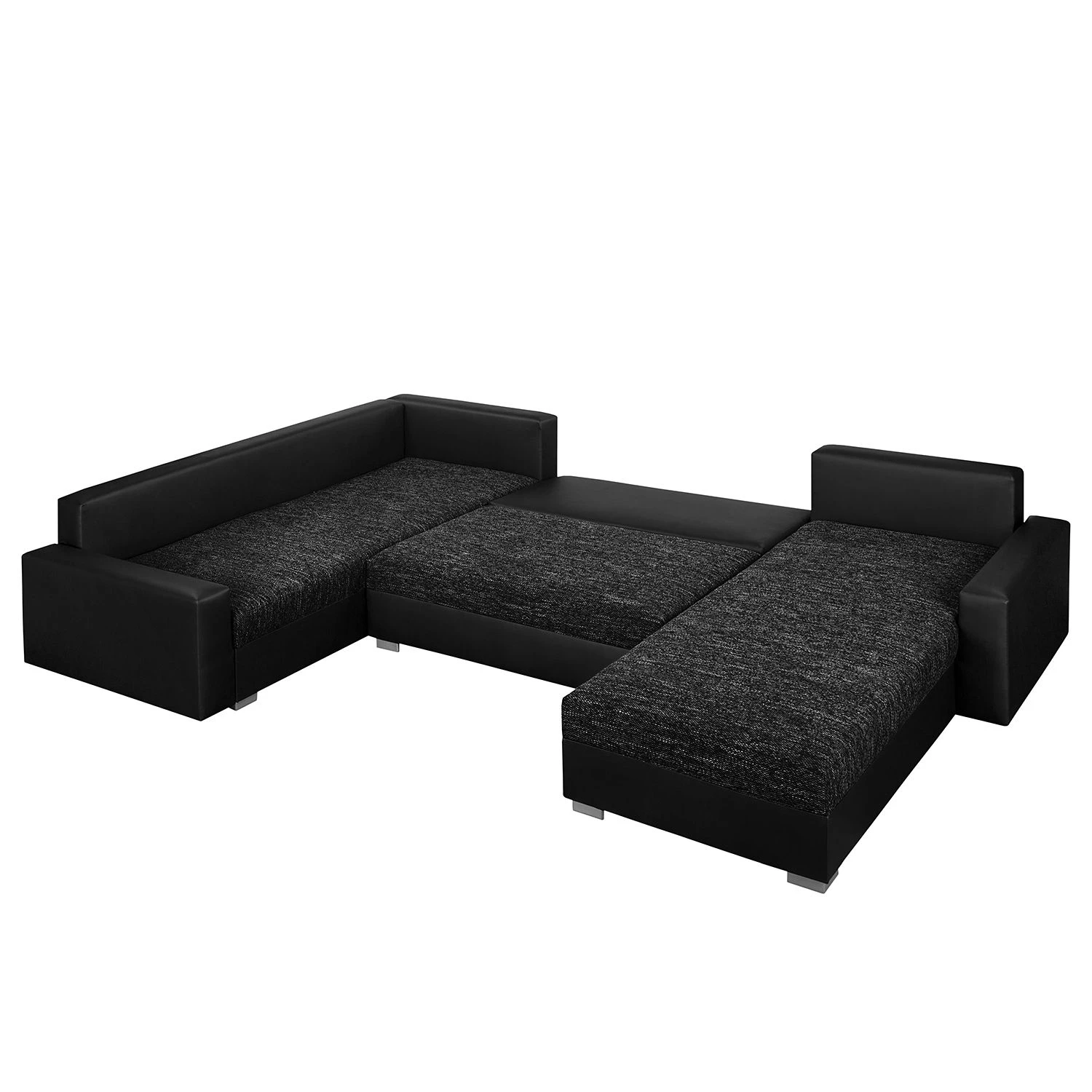 Fredriks Canapé panoramique Sibenik (convertible) - Imitation cuir / Tissu structuré - Anthracite - Méridienne courte à droite / longue à gauche (vue de face) 13 Fredriks Canapé panoramique Sibenik (convertible) - Imitation cuir / Tissu structuré - Anthracite - Méridienne courte à droite / longue à gauche (vue de face) – Image 11