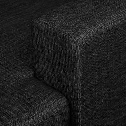 Fredriks Canapé panoramique Summer - Tissu Madu: Noir - Méridienne courte à droite / longue à gauche (vue de face) -Meubles de salon Soldes wohnlandschaft summer i webstoff longchair davorstehend rechts ottomane links schwarz 4041872