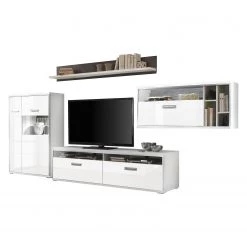 Loftscape Ensemble mural Arco I (4 éléments) - Blanc brillant / Gris 16 Loftscape Ensemble mural Arco I (4 éléments) - Blanc brillant / Gris -Meubles de salon Soldes wohnwand arco i 4 teilig hochglanz weiss grau 4711052