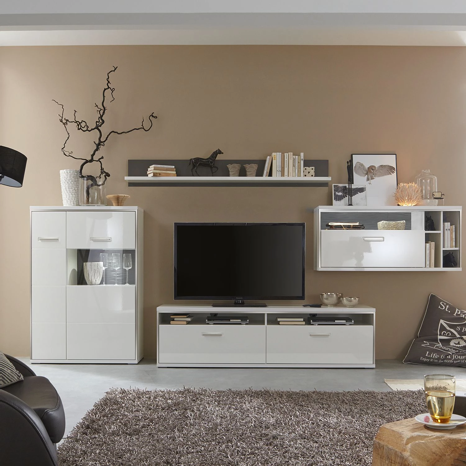 Loftscape Ensemble mural Arco I (4 éléments) - Blanc brillant / Gris 5 Loftscape Ensemble mural Arco I (4 éléments) - Blanc brillant / Gris – Image 3