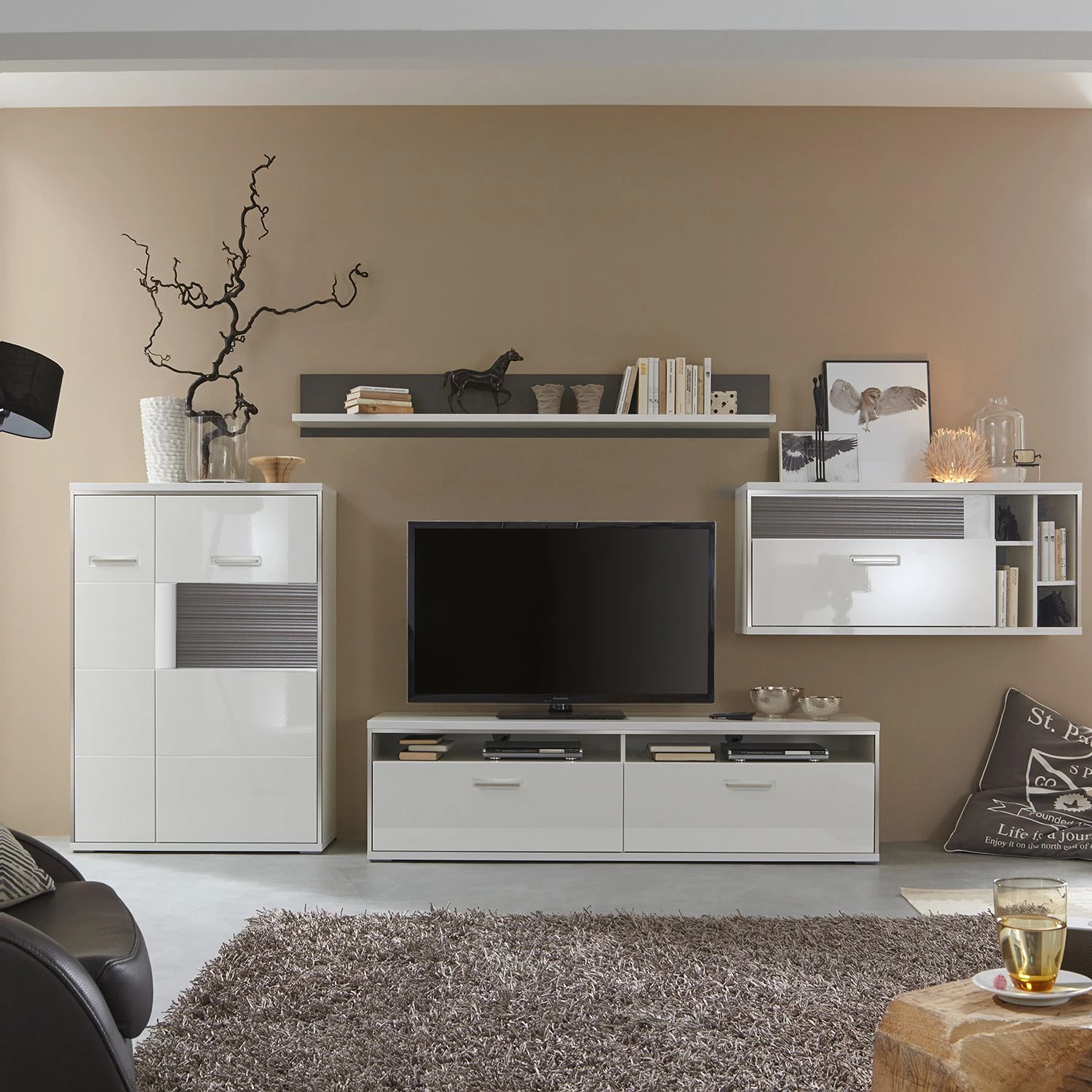 Loftscape Ensemble mural Arco I (4 éléments) - Blanc brillant / Gris 8 Loftscape Ensemble mural Arco I (4 éléments) - Blanc brillant / Gris – Image 6