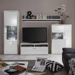 Loftscape Ensemble mural Arco II (4 éléments) - Blanc brillant / Gris 17 Loftscape Ensemble mural Arco II (4 éléments) - Blanc brillant / Gris -Meubles de salon Soldes wohnwand arco ii 4 teilig hochglanz weiss grau 4710568