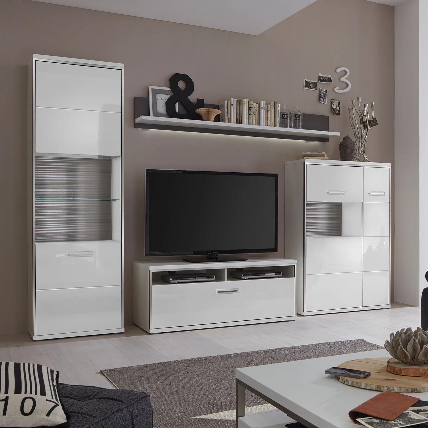 Loftscape Ensemble mural Arco II (4 éléments) - Blanc brillant / Gris 7 Loftscape Ensemble mural Arco II (4 éléments) - Blanc brillant / Gris – Image 5