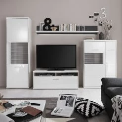 Loftscape Ensemble mural Arco II (4 éléments) - Blanc brillant / Gris 20 Loftscape Ensemble mural Arco II (4 éléments) - Blanc brillant / Gris -Meubles de salon Soldes wohnwand arco ii 4 teilig hochglanz weiss grau 4710580