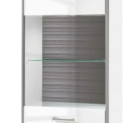 Loftscape Armoire vitrine Kushiro - Butoir à gauche -Meubles de salon Soldes wohnwand arco ii 4 teilig hochglanz weiss grau 4710588