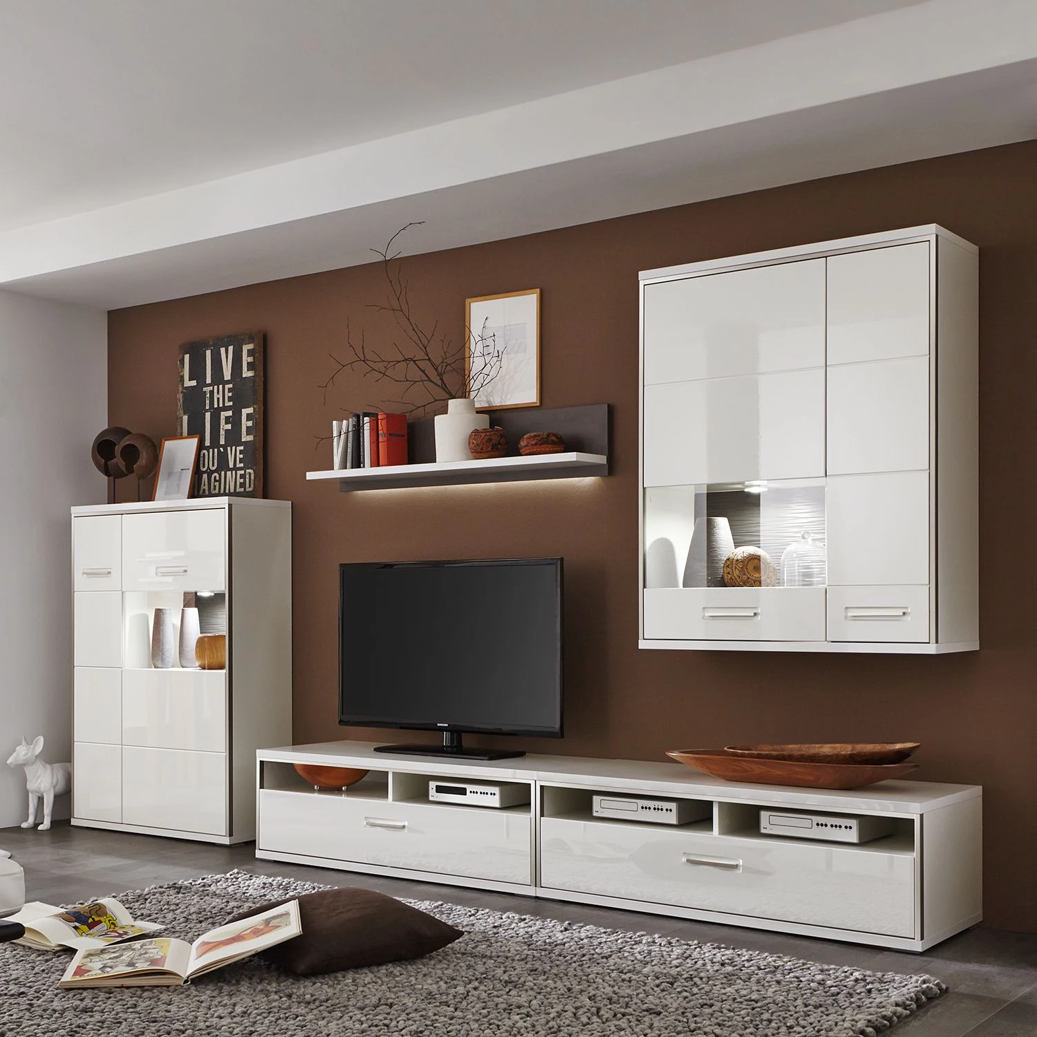 Loftscape Ensemble mural Arco III (5 éléments) - Blanc brillant / Gris 3 Loftscape Ensemble mural Arco III (5 éléments) - Blanc brillant / Gris